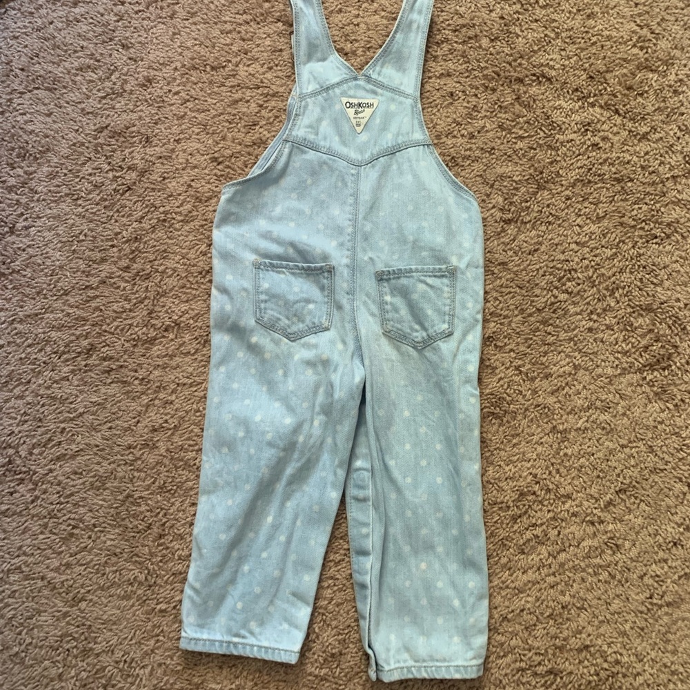 OshKosh B’gosh Infant Baby Polka Dotted Denim Overalls - Picture 10 of 13